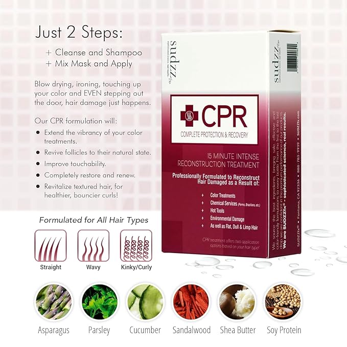 SUDZZFX Hair Reconstruction Treatment - Deep Penetrating Hair Mask for Damaged Hair - 8 Fluid Ounces