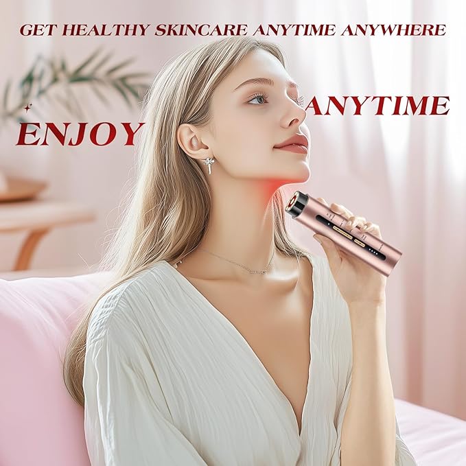 Microcurrent Facial Device, 3 Modes Red Light Therapy for Face and Neck, Skin Care Facial Massager Perfect Gifts for Women Men(Gold)