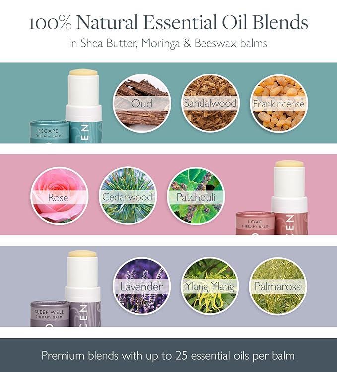 Scentered Aromatherapy Balm Gift Set - Be Kind to Yourself - Pack of 3 Balms: Sleep Well, Escape, Love - Lavender, Cedarwood, Ylang Ylang Essential Oils - Relaxing Gifts for Women