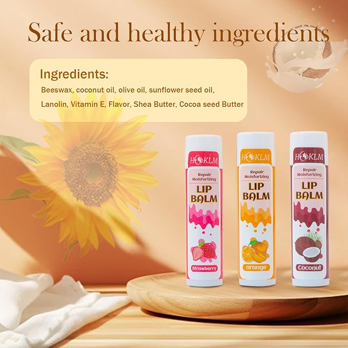 42 Pack Lip Balm, Natural Lip Balm Bulk with Shea butter, Vitamin E and Coconut Oil, Moisturizing for Chapped Lips, best lip care, Suitable for people of all ages - 14 flavors 0.15 Oz