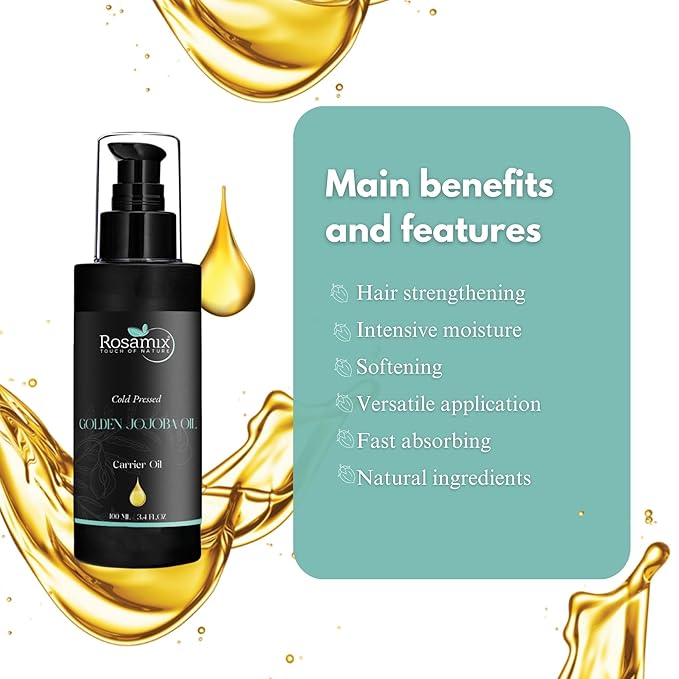 COLD PRESSED GOLDEN JOJOBA OIL - 100% Pure and Natural Moisturizing Face, Hair, Body, Skin Care.