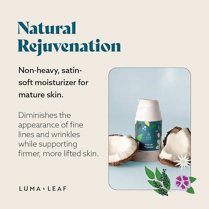 LUMA & LEAF Fresh Lift Facial Moisturizer, 1.7 FL Oz – Anti Aging Face Cream with Hyaluronic Acid & Tetrapeptide, Collagen Booster to Firm, Smooth Wrinkles & Hydrate Sensitive Skin