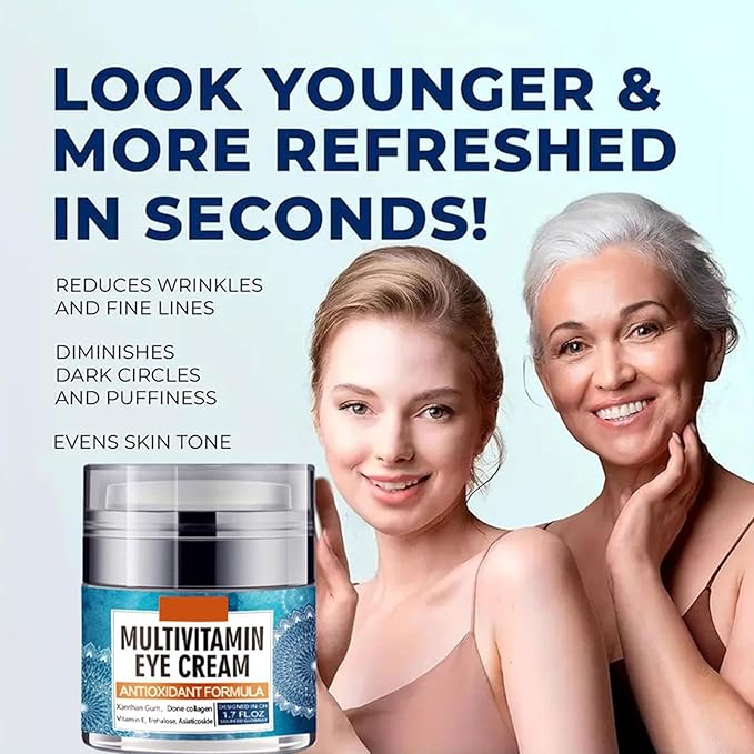 Eye Cream for Women, Multivitamin Eye Cream Under Eye Cream for Dark Circles Anti Aging and Wrinkle Deeply Moisturizing Reduces Bags Puffiness Face Tightening Eye Lift 1.7oz