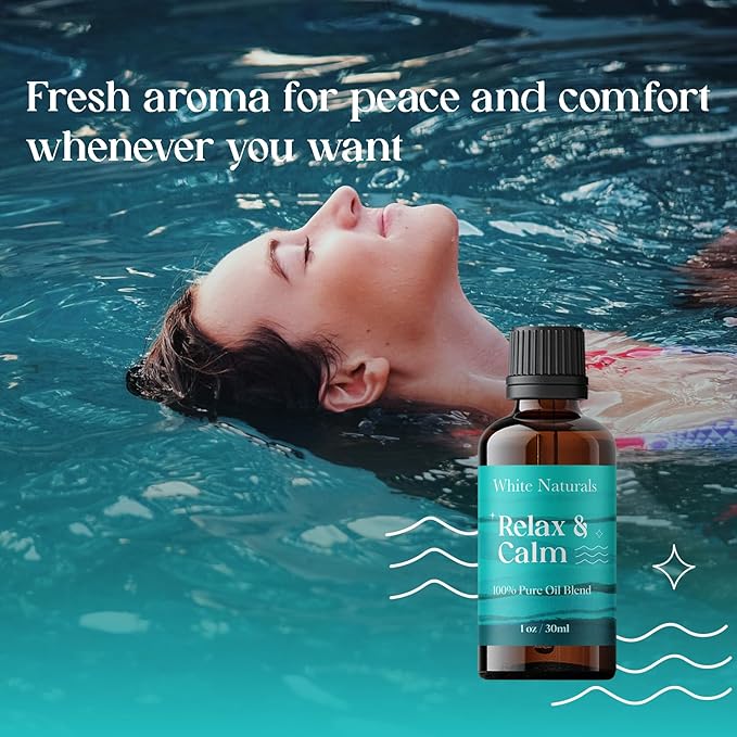 White Naturals Relax & Calm Essential Oil Blend – Soothing Aromatherapy Blend for Tranquility, 100% Pure & Natural, Perfect for Diffuser & Self-Care, 1oz