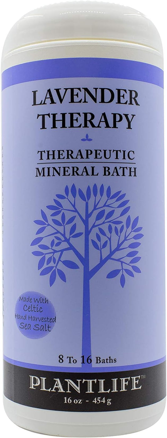 Plantlife Lavender Therapy Bath Salts - Straight from The Plant Natural Aromatherapy Bath Salts - Balance, Calm, and Release Tension in The Body - Made in California 16 oz