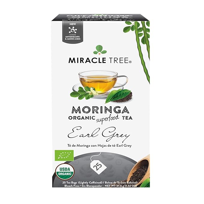 Miracle Tree - 12 Count of Organic Moringa Superfood Tea, 25 Individually Sealed Tea Bags, Earl Grey (Keto, Detox, Energy/Immunity Booster, Vegan, Gluten-Free, Organic, Non-GMO, Caffeine-Free)
