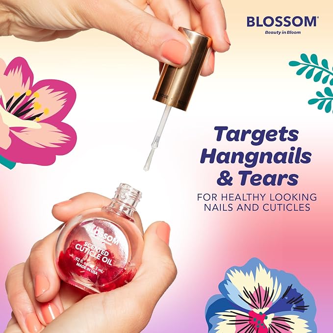 Blossom Cuticle Oil for Nails, Hydrating, Moisturizing, Scented Nail Oil Cuticle Care, Infused with Real Flowers, Made in USA, 0.92 fl. oz, Spring Bouquet