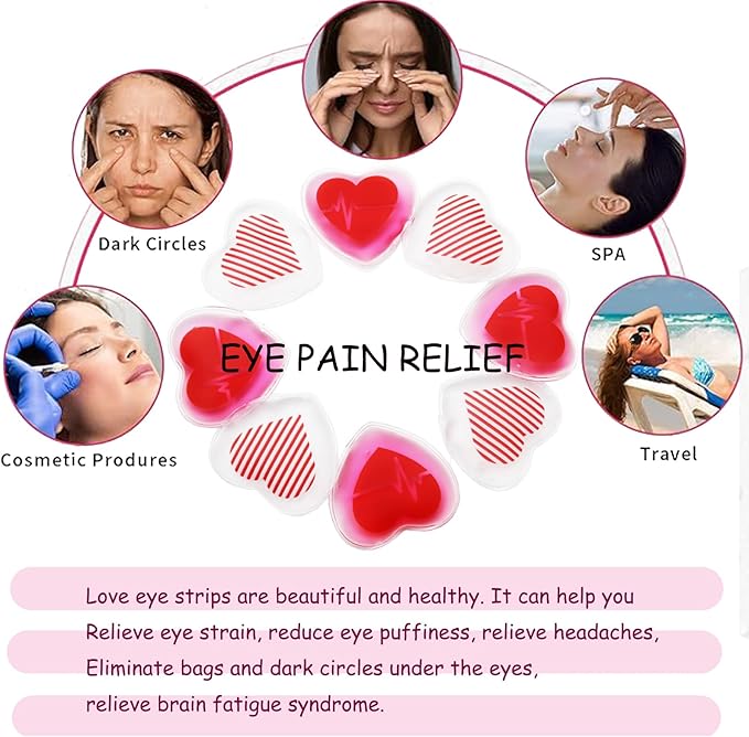 Eye Ice Pack, Gel Eye Ice Pack, Reusable Cold Compress for Migraine, Flexible Cooling Gel Pads for Eyes, Headaches and Post-Surgery Recovery, Cooling Eye Mask Cold and Hot Treatment Eye Strain（8pack）