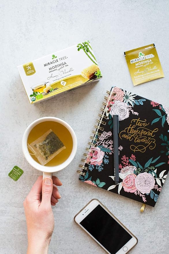 Miracle Tree - 6 Count of Organic Moringa Superfood Tea, 25 Individually Sealed Tea Bags, Honey & Vanilla (Keto, Detox, Energy/Immunity Booster, Vegan, Gluten-Free, Organic, Non-GMO, Caffeine-Free)