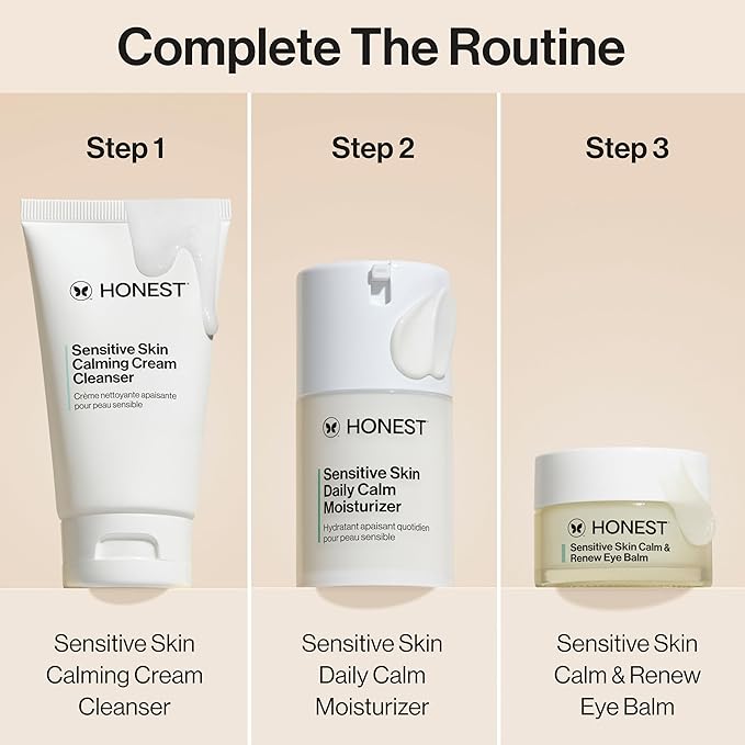 Honest Beauty Sensitive Skin Calm + Renew Eye Balm | Moisturizing + Firming | Hypoallergenic, Fragrance Free, Vegan | 0.5 oz