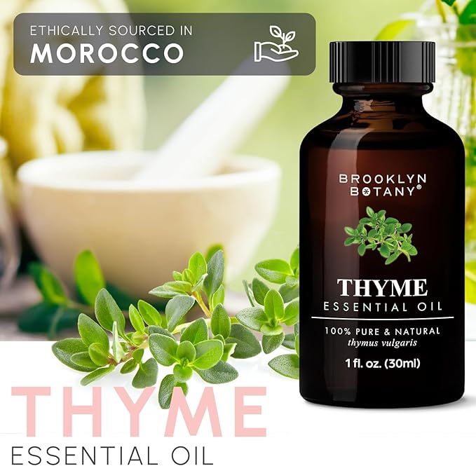 Brooklyn Botany Thyme Essential Oil – 100% Pure and Natural – Premium Grade Oil with Dropper - for Aromatherapy and Diffuser - 1 Fl Oz