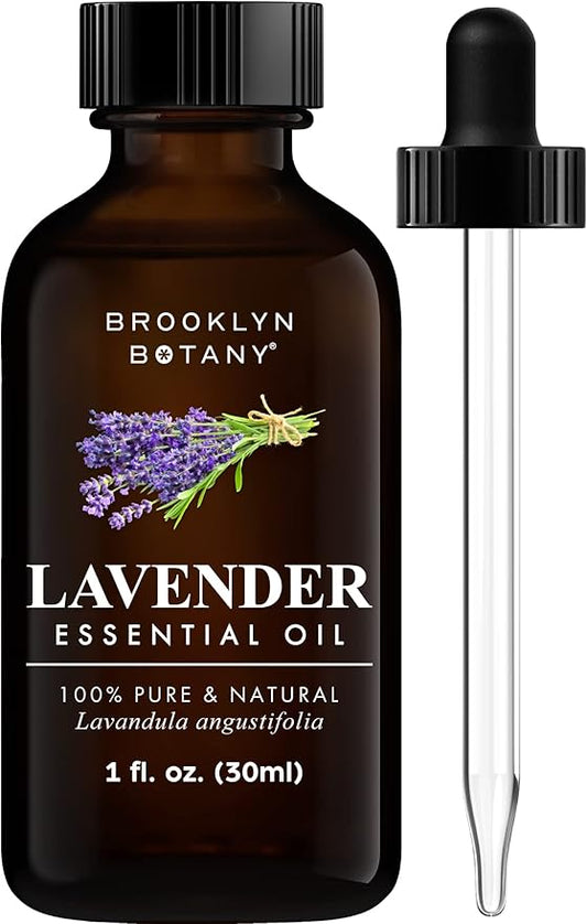 Brooklyn Botany Lavender Essential Oil – 100% Pure and Natural – Premium Grade Oil with Dropper - for Aromatherapy and Diffuser - 1 Fl Oz