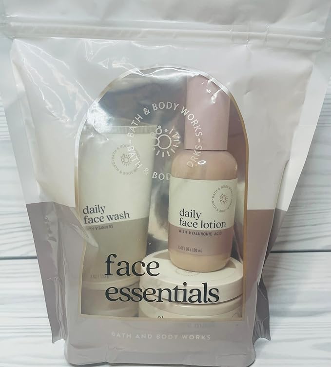 Bath and Body Works Face Essentials Gift Set Includes Daily Face Wash (4 oz), Daily Face Lotion (3.4 oz) and Clay Face Mask (6.5 oz)