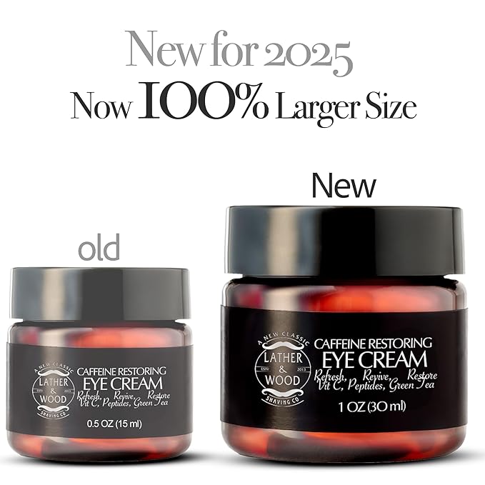 Lather & Wood Shaving Co Caffeine Restoring Eye Cream For Men - 'The Tiny Jar that Packs a Punch' Mens Eye Cream 30ml