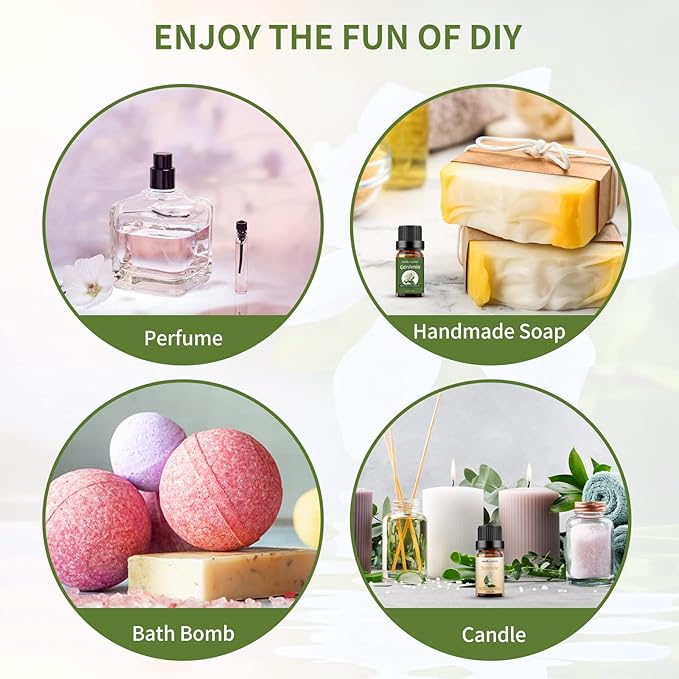 Sedbuwza Gardenia Jasmine Essential Oil Set, Gardenia Fragrance Oil Jasmine Scent Oil Set for Diffuser, Aromatherapy, Massage, Soap, Candle Making 2 x 10 ml