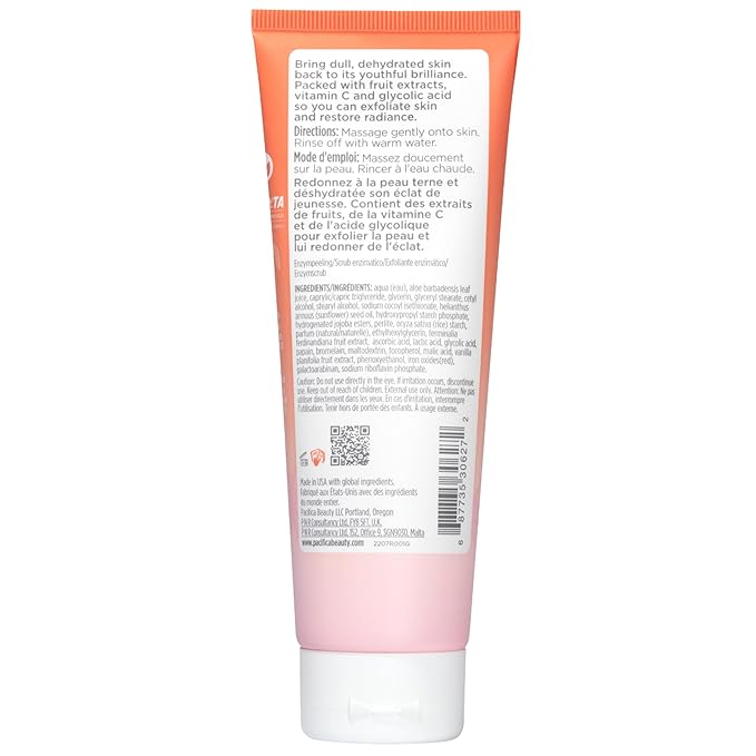 Pacifica Face Scrub - Glow Baby Super Lit Enzyme Scrub Mini, Skincare, Exfoliating Face Wash, Vitamin C, Glycolic Acid, Pore Cleaner, For Soft and Smooth Skin, Vegan, Travel Size, 1.4 fl oz (1 Count)