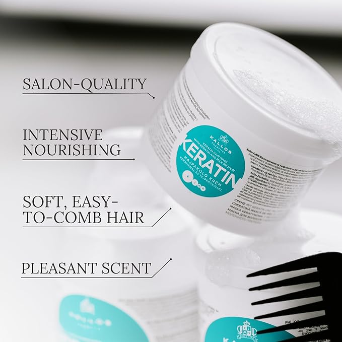 Kallos KJMN Keratin Regenerating Hair Mask with keratin and milk protein for dry, damaged and chemically treated hair 275 ml - 9,3 Fl Oz
