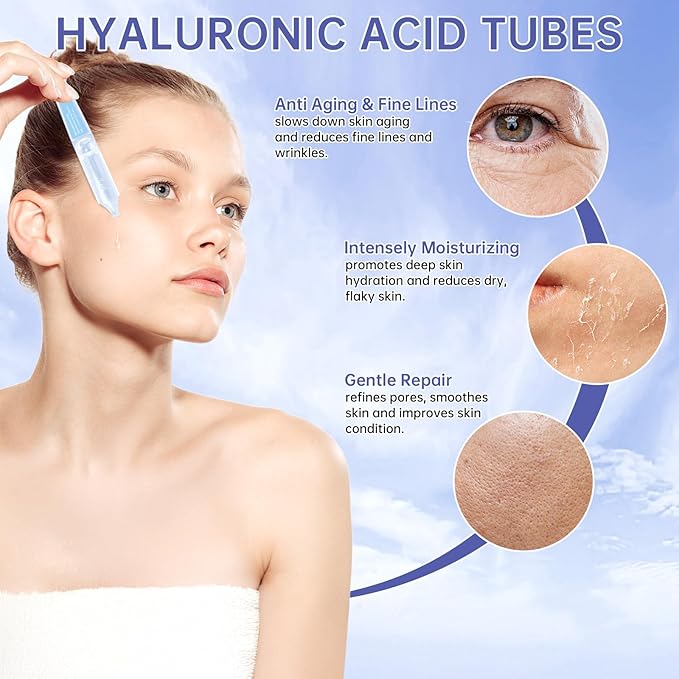 30 Pcs 5% Hyaluronic Acid Serum Ultra-Hydrating Vials, Hyaluronic Acid Tubes, Wake Nature Perfection Hylunaric Acid Serum, Single-Use Ultra-Hydrating Essence for Face