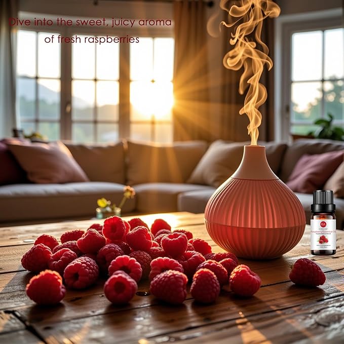 Raspberry Essential Oil, 100% Pure Organic Natural Aromatherapy Raspberry Oil for Diffuser, Massage, Yoga, Meditation, Bath, Skin Care (10ml)