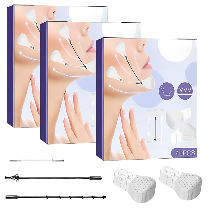 120 Pcs Facelift Tape for Face Invisible, Breathable Lift Neck Lifting Facial with String for Women Eyes Neck Skin Tightening Hiding Double Chin