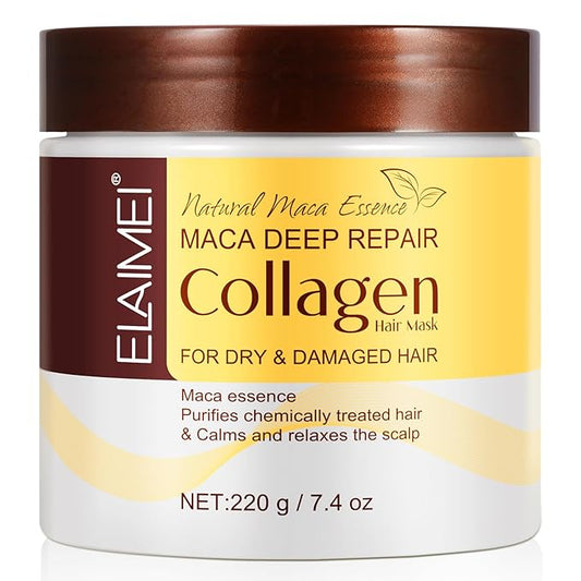 Collagen Hair Mask - 7.4 Fl Oz, Deep Hydration & Repair for Dry, Damaged Hair, Natural Collagen Mask for Hair Treatment, Suitable for All Hair Types