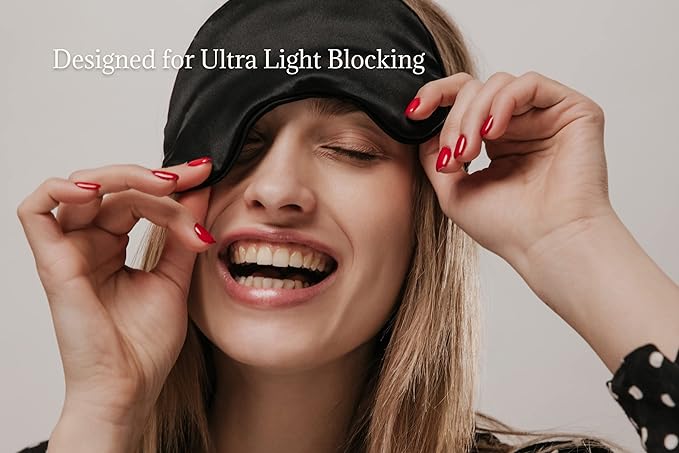 Premium 25 Momme Mulberry Silk Eye Mask for Sleeping (Champagne)