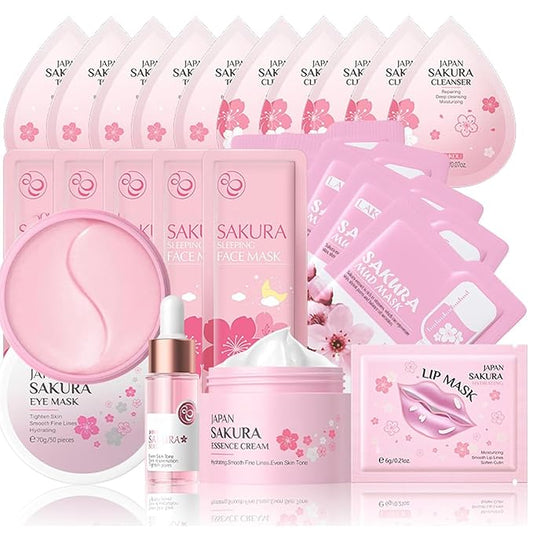 Sakura Birthday Gifts for Womens & Teens Girls Skincare Set, Sakura Extract Skin Care Set, skincare for girls 10-12, skin care for teens 10-12, kids skin care set for girls ages 8-12 (Sakura Set B)