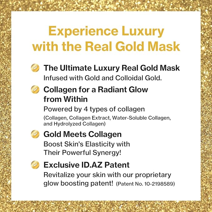 Dermastic Gold Fit Mask | Rejuvenating Facial Masks | Hydrating, Toning & Firming Facial Mask | Helps Enhance Skin Elasticity | Made in Korea - 4 Packs