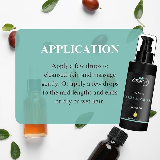 COLD PRESSED GOLDEN JOJOBA OIL - 100% Pure and Natural Moisturizing Face, Hair, Body, Skin Care.