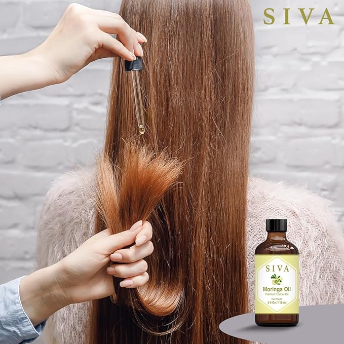 SIVA Moringa Carrier Oil 4oz (118 ml) Premium Carrier Oil With Dropper For Skin Care, Hair Care, Scalp Massage & Body Massage