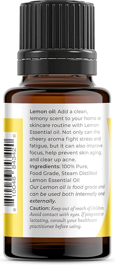 Viva Doria Lemon Essential Oil, 100% Pure, Natural Lemon Essential Oil, Undiluted, for Aromatherapy | Food Grade, 15 mL (0.5 Fluid Ounce)