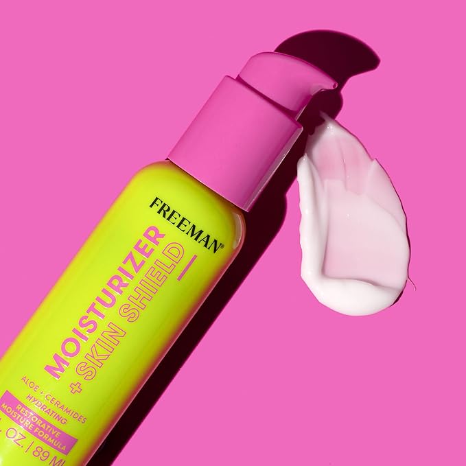 Freeman Restorative Moisturizer + Hydrating Skin Facial Shield, Lightweight Face Serum, Infused With Aloe Vera & Ceramides, Soothes & Calms, Relieves Dry Skin, 3 fl.oz./ 89 mL Bottle (Pack of 2)