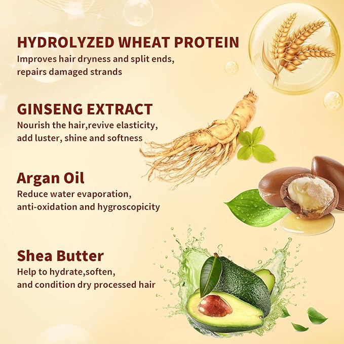 Bablabear Hair Mask Treatment for Dry Damaged Colored Hair and Dark Brown Hair Dye Shampoo 3 in 1 Bundle Set