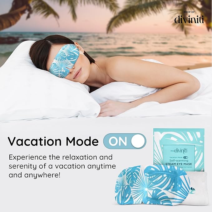 DiviniTi Self Warming Heated Eye Mask - 16 Pack, Up to 110F Degrees, Fast Soothing Relief for Puffy Eyes, Insomnia, Migraine & Stye Treatment