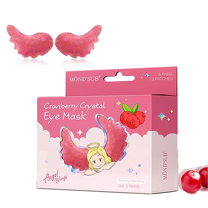 12 Pcs Under Eye Patches for Puffy Eyes, Cranberry Cristal Eye Mask, Hydrate Moisturize Around Eye Skin Cooling Mask, Reduce Crow's Feet, Fines & Wrinkles, Sooth & Firming Skin (Cranberry)