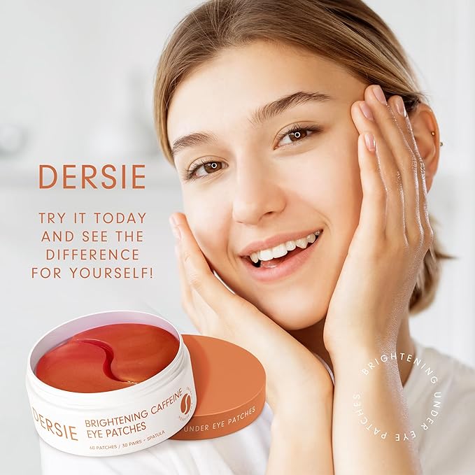 Dersie Eye Patches for Puffy Eyes and Dark Circles: Reduce Puffiness and Dark Circles - Brightening Caffeine Eye Patches with Hyaluronic Acid - Awakening and Hydrating (30 Pairs)