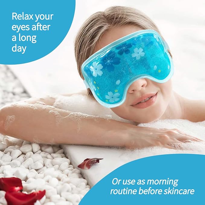 ZNÖCUETÖD Ice Mask Gel Cooling 2 Packs Reusable Cold Compress Eye Ice Pack for Dark Circles and Puffiness, Migraine, Stress Relief