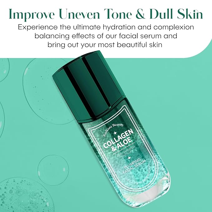 Collagen & Aloe Facial Serum - Anti-Aging, Plumping, Hydrating - Reduces Fine Lines & Wrinkles, Combats Dark Spots - Dermatologist Tested, Korean Skin Care - 1.69 FL.OZ.