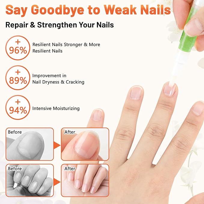 Meschett 2PCS Cuticle Oil Pens for Nail Care,Cuticle Revitalizer Oil Pen with Soft Brush,Cuticle Oil to Prevent Nail Cracking and Dry (Lily & Apple Flavor)