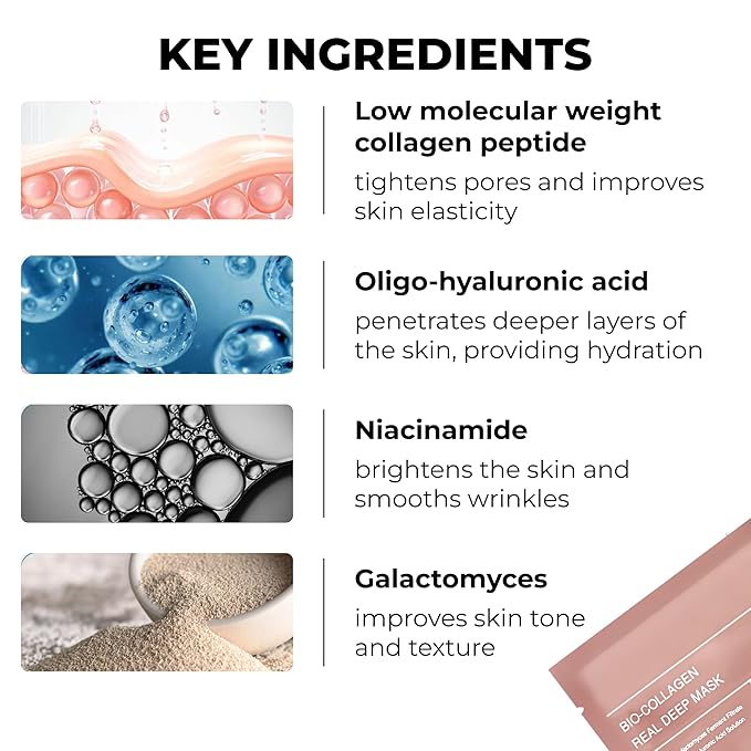 Bio-Collagen Sleeping Mask – Intense Hydration & Firming Treatment, Korean Skincare, Overnight Facial Mask for Women, 4-Pack