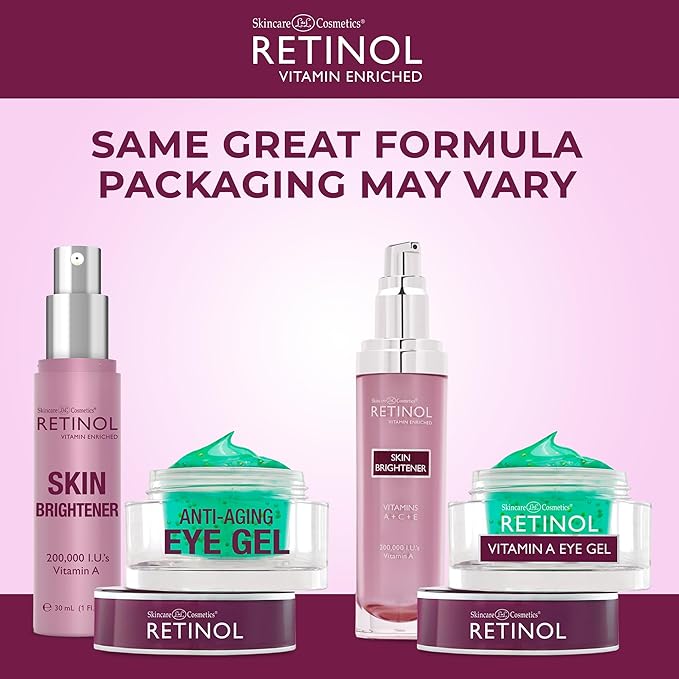 Retinol Eye Gel - Reduces Puffiness & Dark Circles, Restores Elasticity Skin Brightener – Skin Tone Corrector - Minimizes Fine Lines & Wrinkles with Plant & Fruit Extracts, Vitamin A,C & E