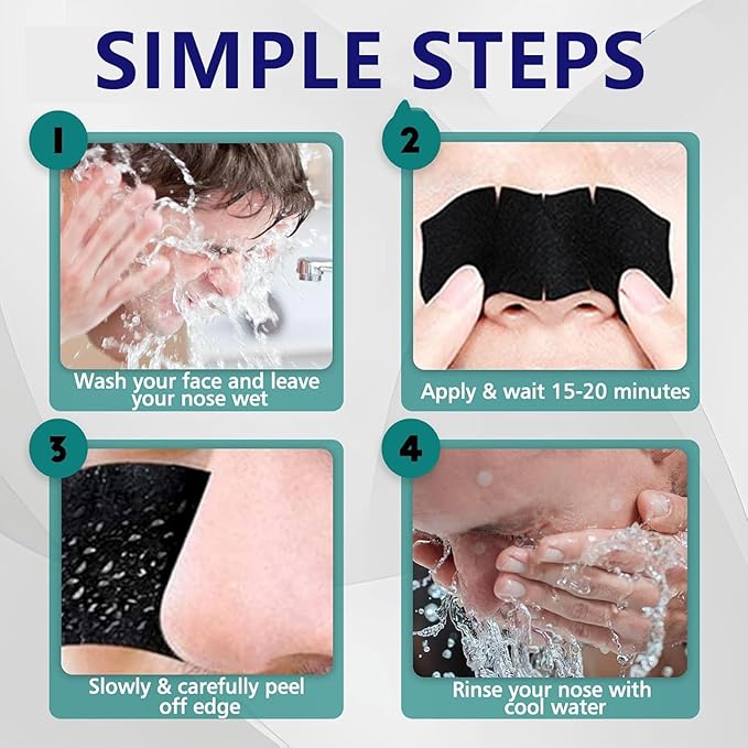 Blackhead Pore Strips, Black Head Remover Strips for face, Deep Cleansing Nose Blackhead Strips With Instant Pore Unclogging, Oil-Free, for Women & Men