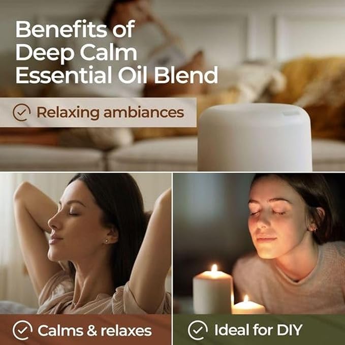 Gya Labs Deep Calm Essential Oil for Diffuser Blend - 100% Pure Natural Calming Essential Oils for Aromatherapy, Body, Uplift, Grounding & Relaxing (0.34 Fl Oz)