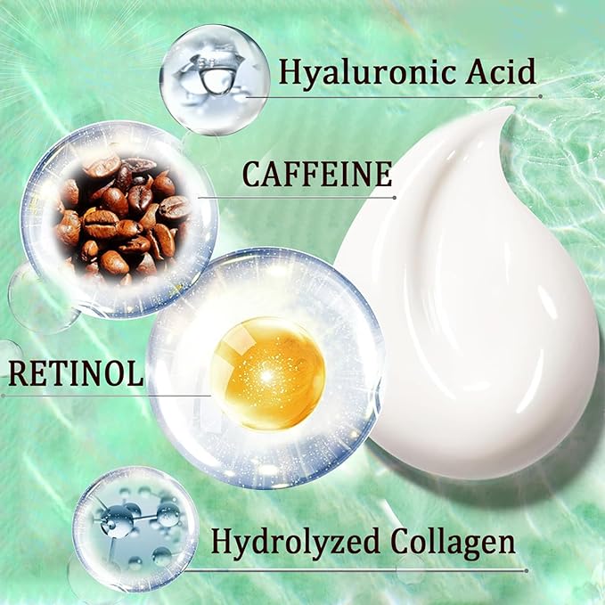 Eye Cream, Under Eye Cream for Dark Circles, Eye Cream for Puffiness and Bags Under Eye and Wrinkles with Retinol Caffeine for All Skin Types, 0.5 Fl oz