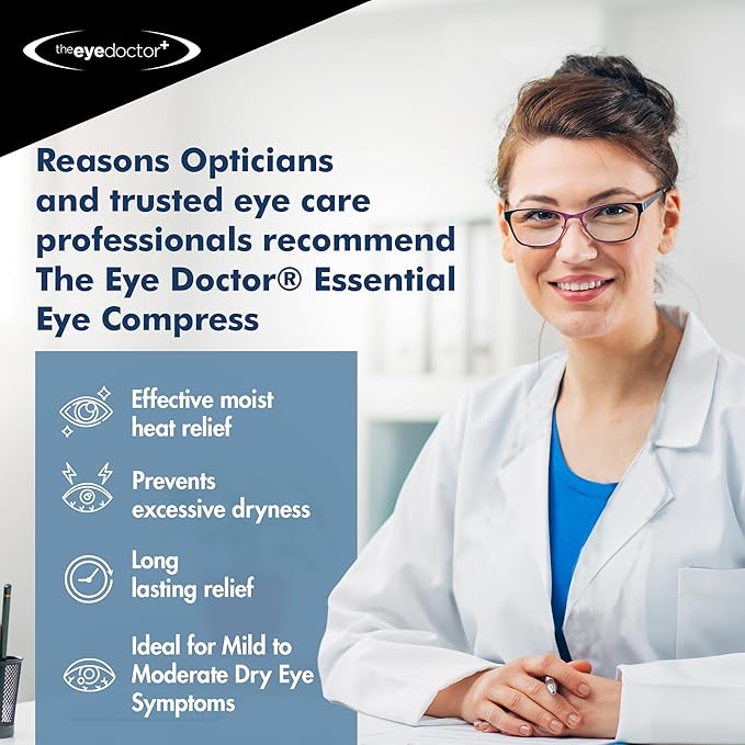 The Eye Doctor Hot Compress for Eye - Helps Dry Eye & Blepharitis - Reusable Eye Mask - Heated Eye Mask for Dry Eyes - Warm Compress for Dry Eyes - Heated Eye Mask for Stye