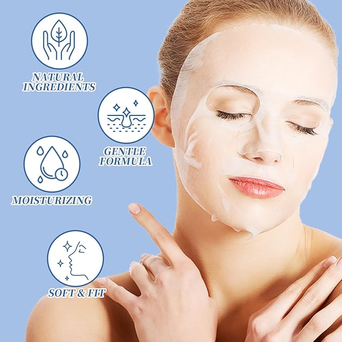 12 Pack Sheet Face Masks Skincare for All Skin Types, Gentle & Nourishing Skincare Face Masks, Suitable for Sensitive Skin, Bulk Facial Mask Set for Women & Face Spa