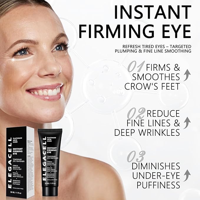 Elegacell Temporary Eye Tightener Cream Instant Firm Eye - Smooth the Look of Fine Lines, 1 Fl oz / 30ml