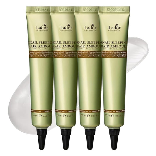 LA'DOR Snail Sleeping Hair Ampoule Serum - Intensive Overnight Leave-In Mask - Treatment for Frizzy Dry Damaged Thinning Hair Korean Haircare LADOR
