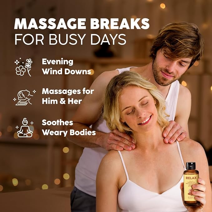 Kukka Relax Massage Oil for Massage Therapy - 3.38 Fl Oz - 100% Pure Natural Full Body Oil Relaxing, Warming for Women & Men, with Lavender, Jojoba, Rose Geranium & Vitamin E