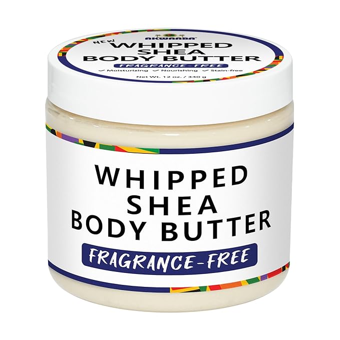 AKWAABA New Whipped Shea Body Butter (Fragrance-Free) - Moisturizes, Glows & Softens Skin | Natural Raw Shea Butter | For Dry Skin | 12 oz / 340 g